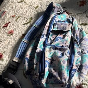 Kavu Floral Sling Pack in Teal Blue and Lavender